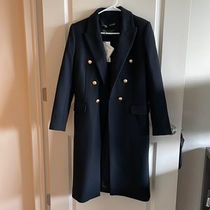 Zara Coat (Lined) with Gold Buttons - Brand New Medium - 75% Wool 25% Polyamide